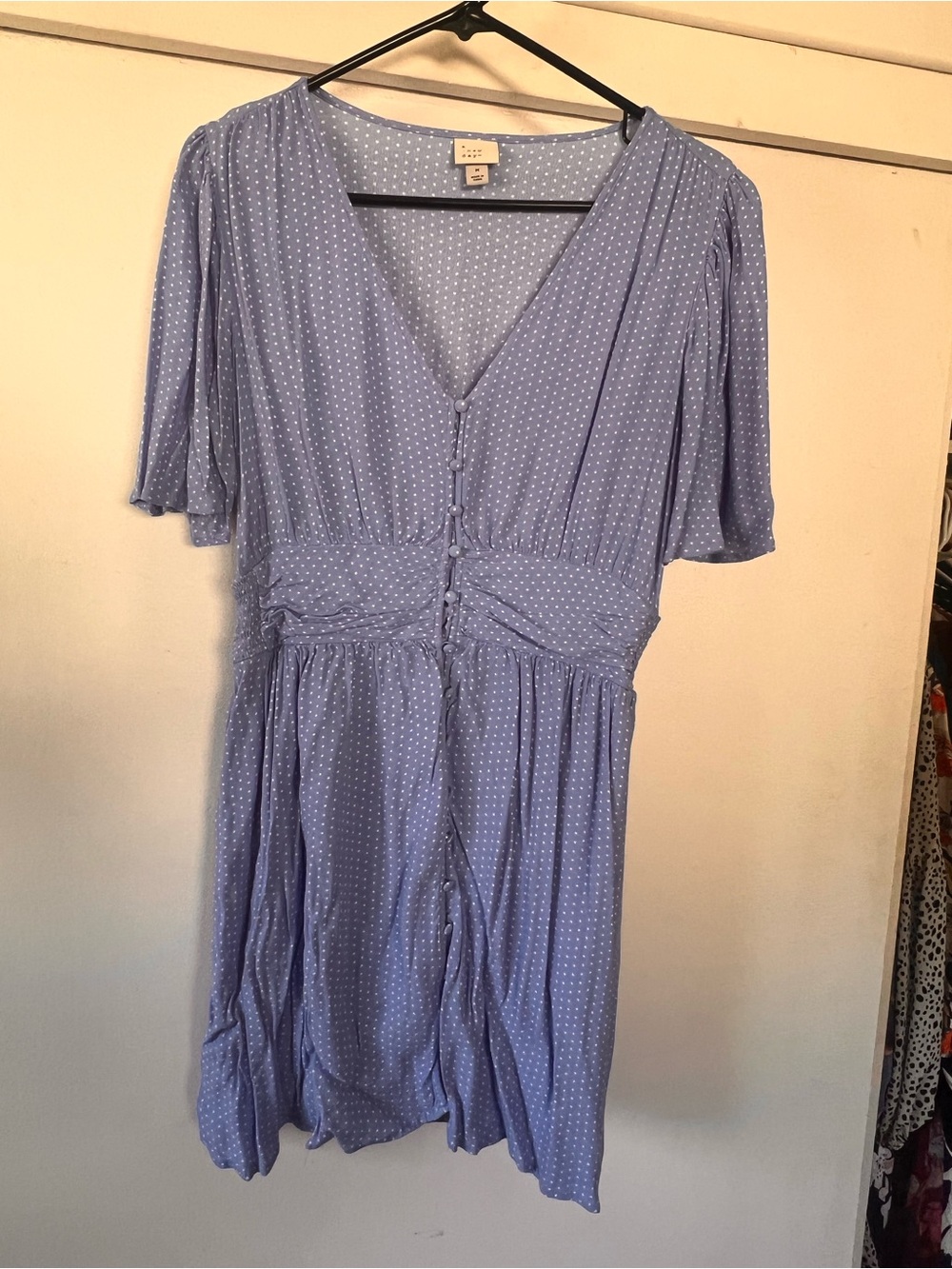 a new day Light Blue Polka Dot Midi Dress